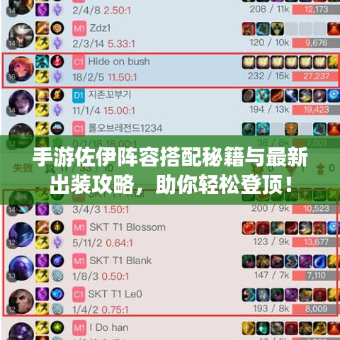 手游佐伊阵容搭配秘籍与最新出装攻略，助你轻松登顶！
