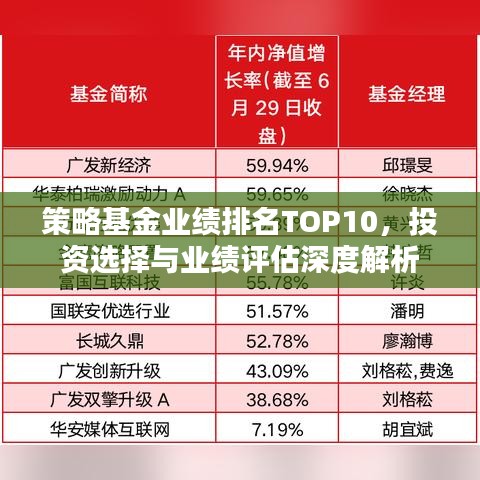 策略基金业绩排名TOP10，投资选择与业绩评估深度解析