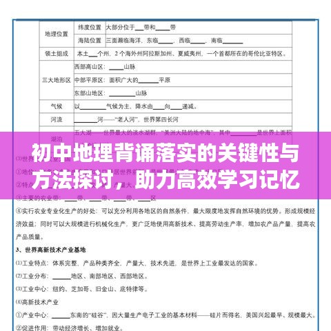 初中地理背诵落实的关键性与方法探讨,助力高效学习记忆