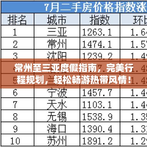 常州至三亚度假指南,完美行程规划,轻松畅游热带风情!